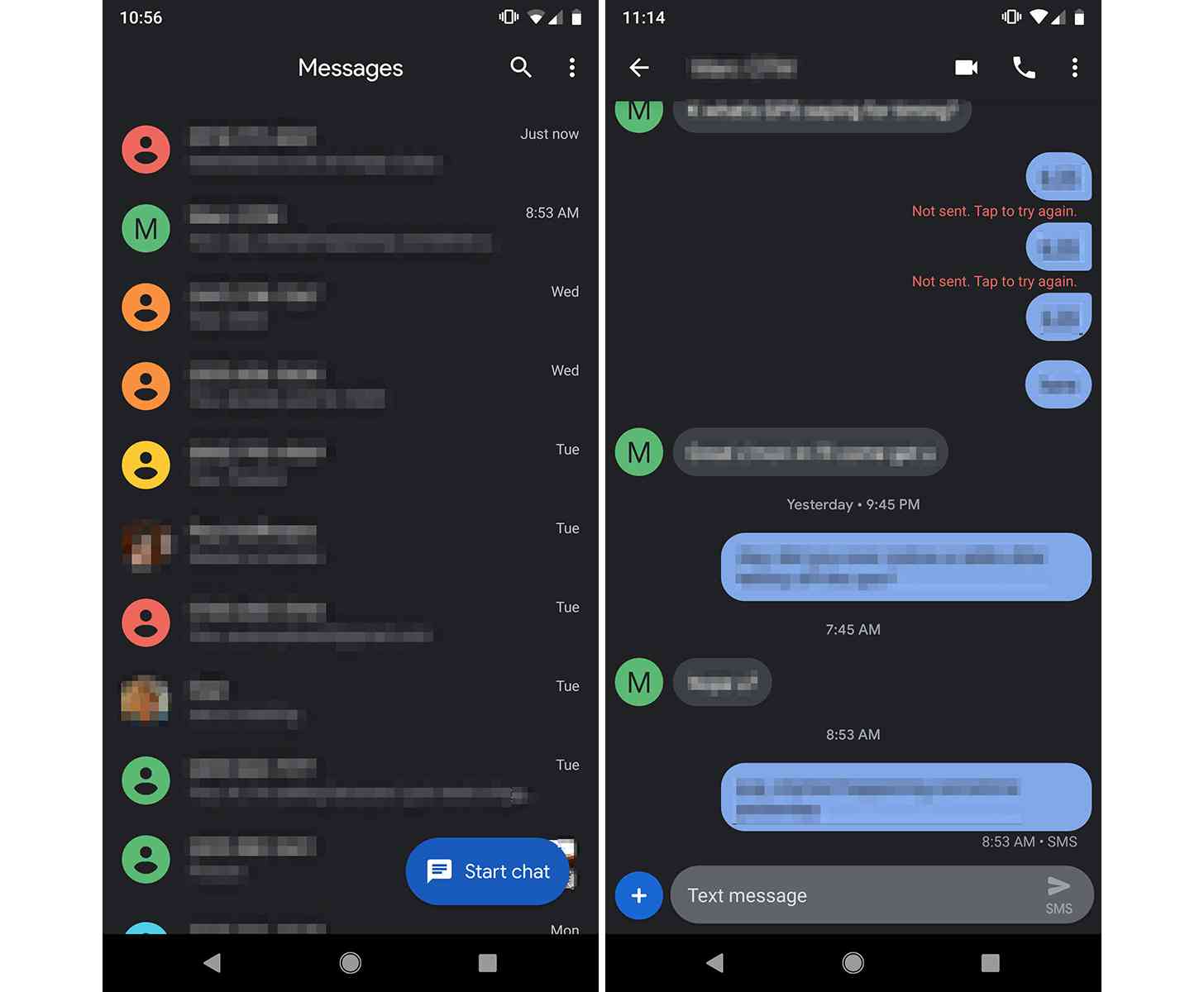 Android Messages 3.5 dark mode