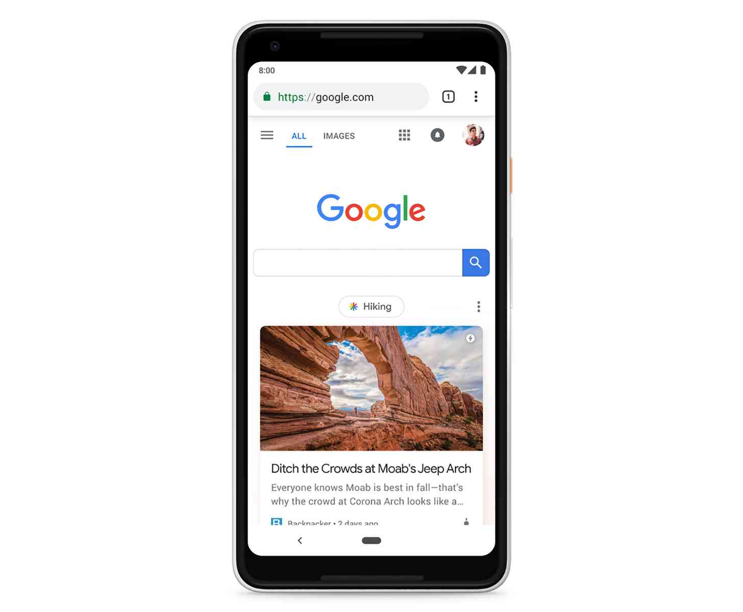 Google Discover mobile homepage