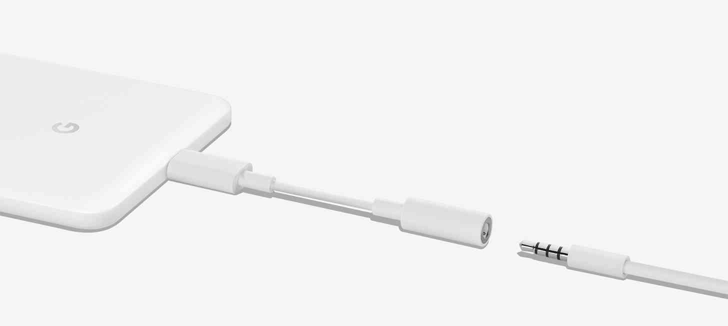 Google USB-C to 3.5mm adapter in use