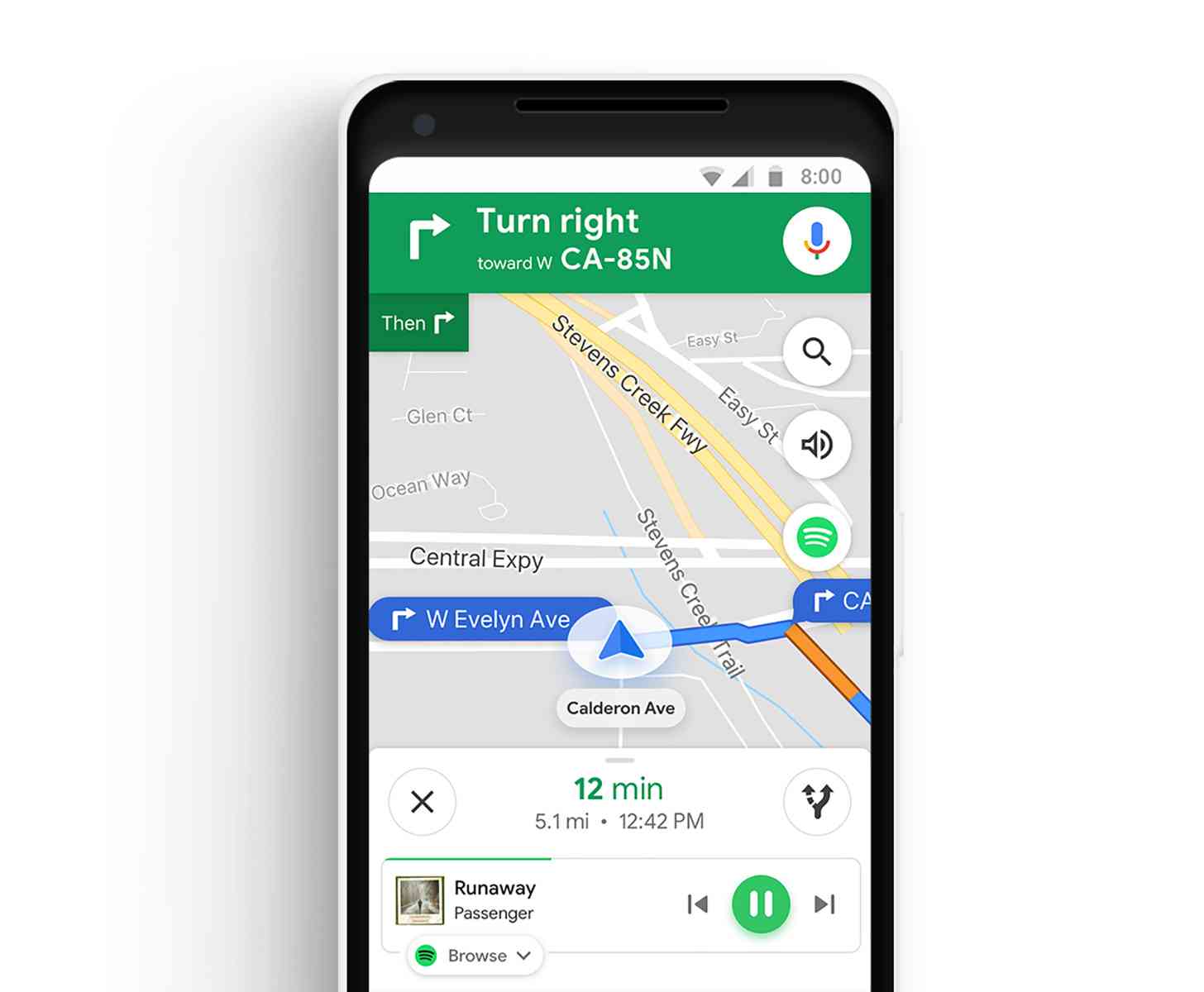Google Maps built-in Spotify controls
