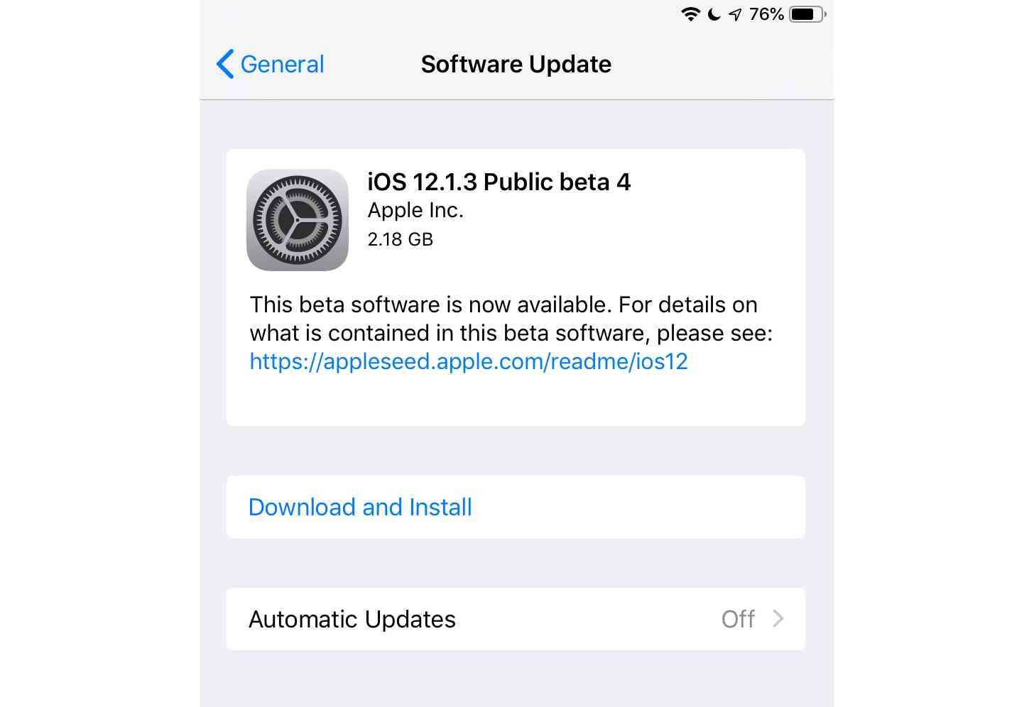 iOS 12.1.4 beta 4 update