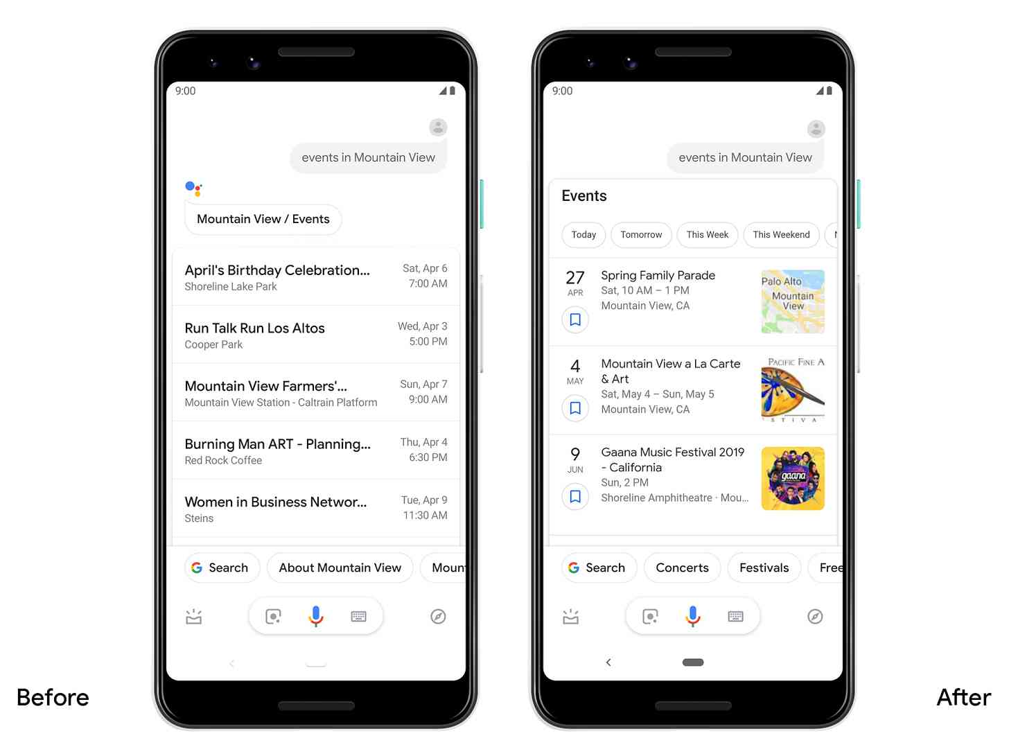 Google Assistant events update Android