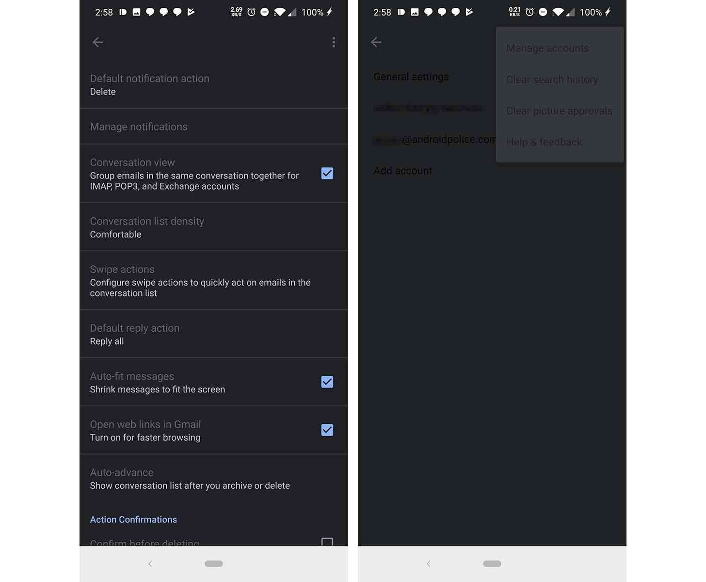 Gmail Android dark mode