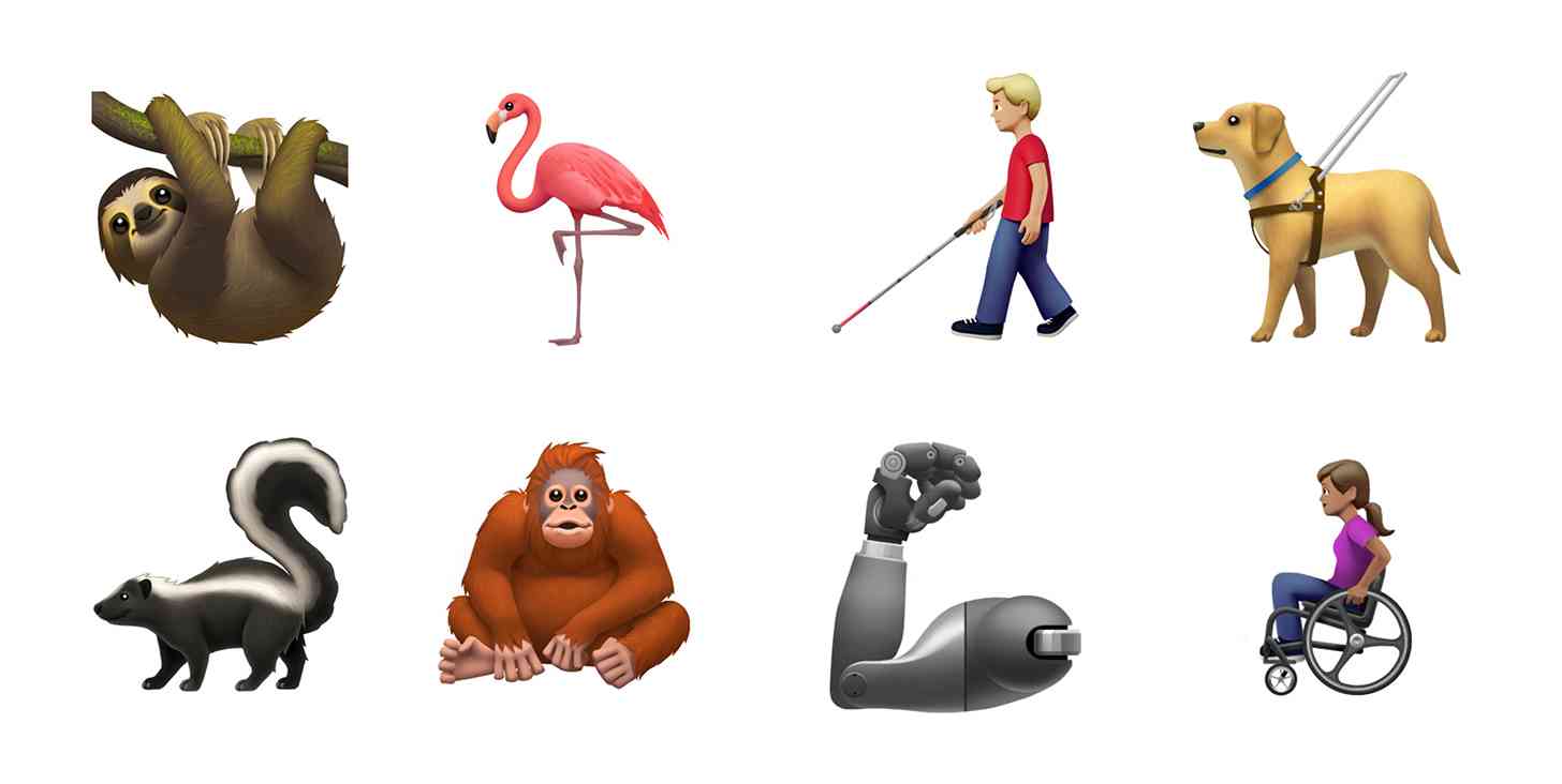 iOS 13 new emoji sloth, guide dog, prosthetic arm