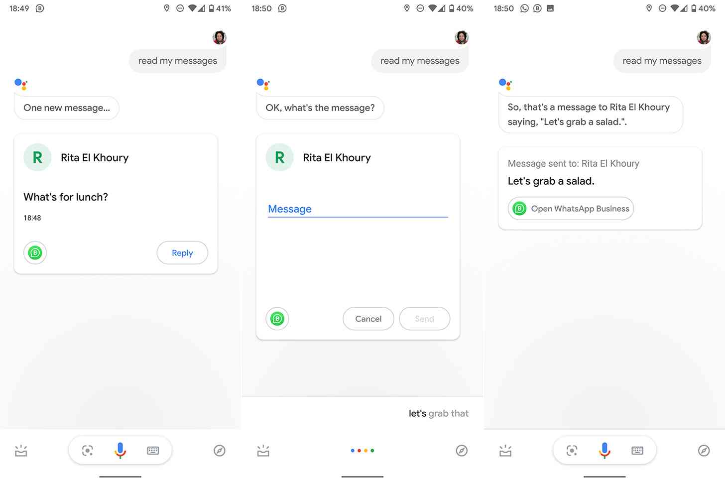 Google Assistant read third-party messages