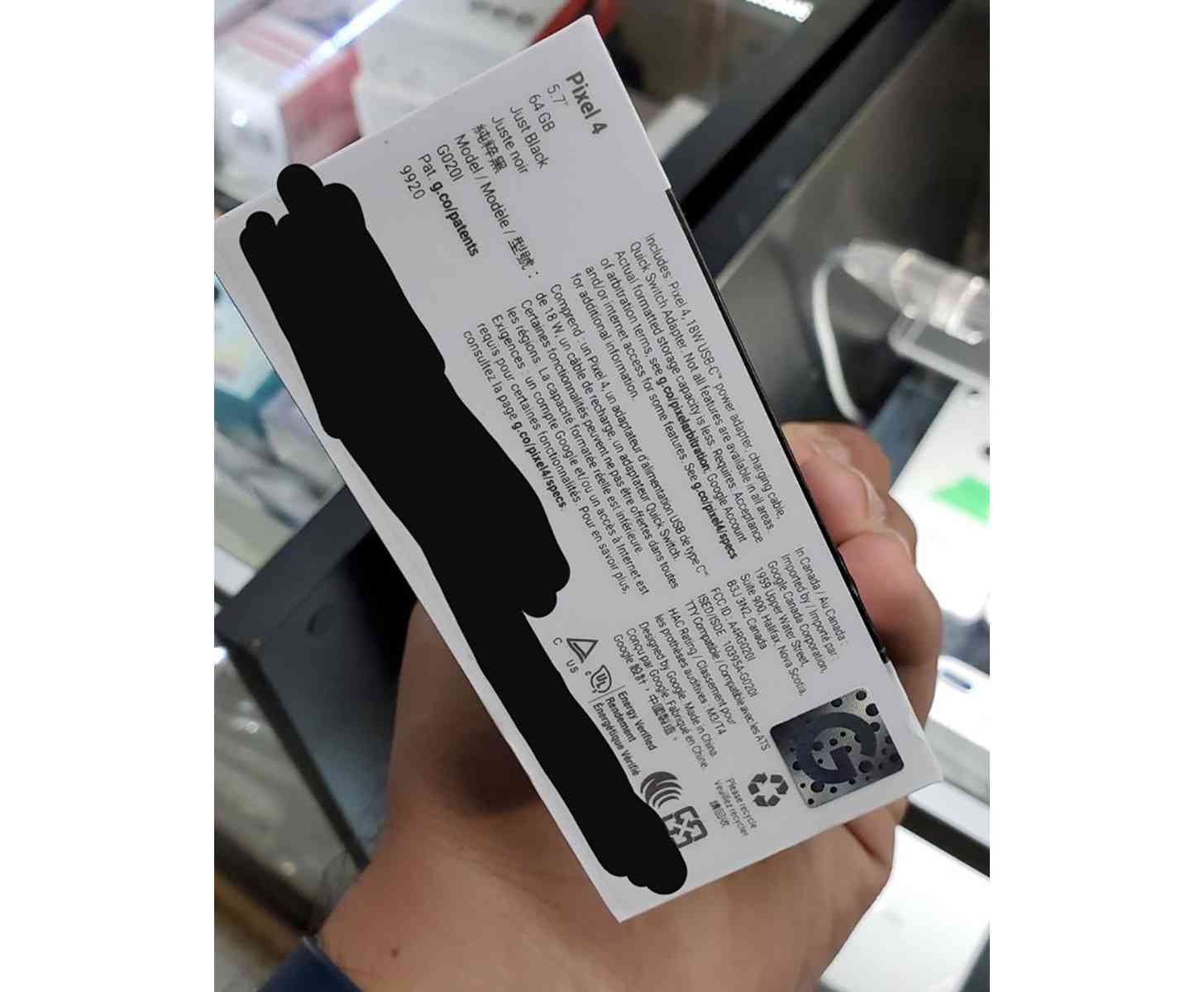 Pixel 4 specs packaging