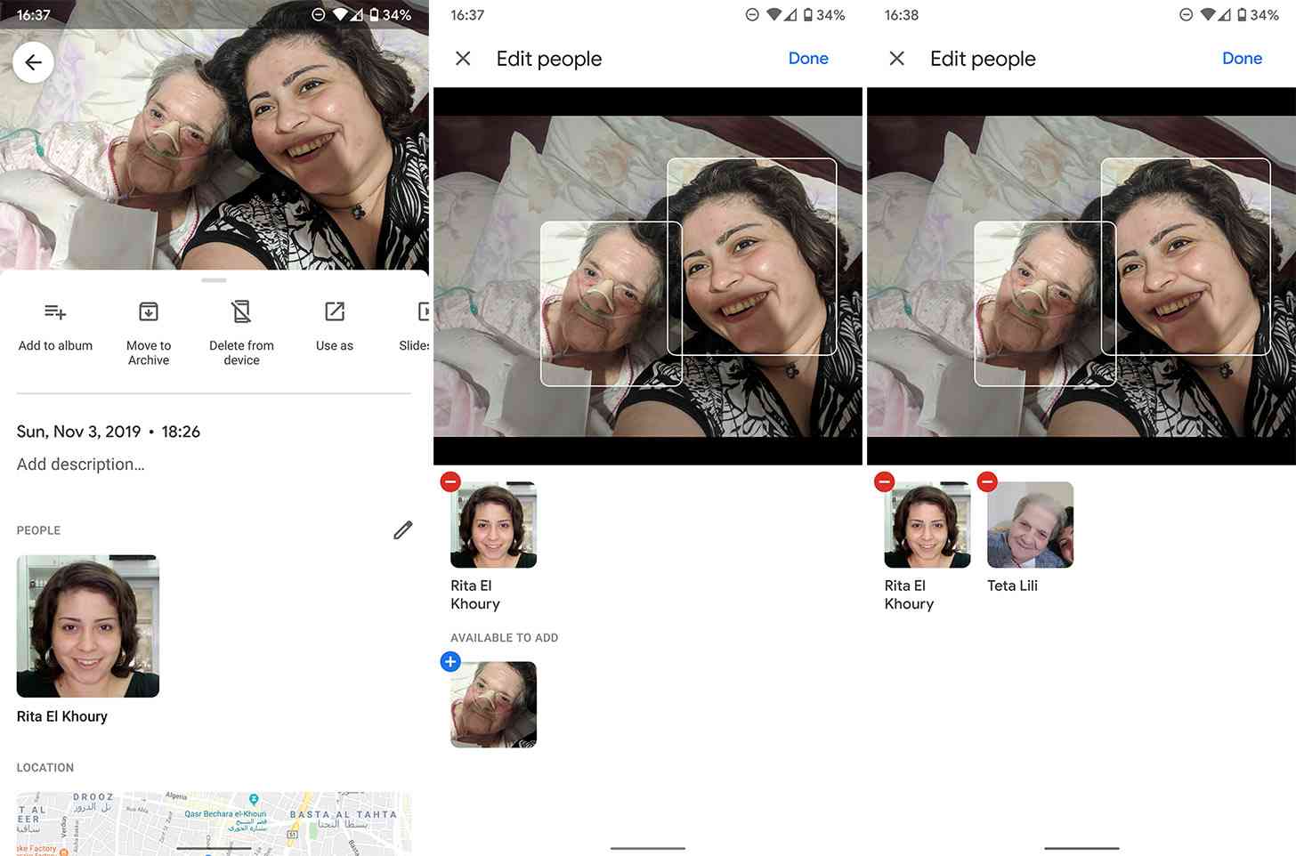 Google Photos manual face tagging