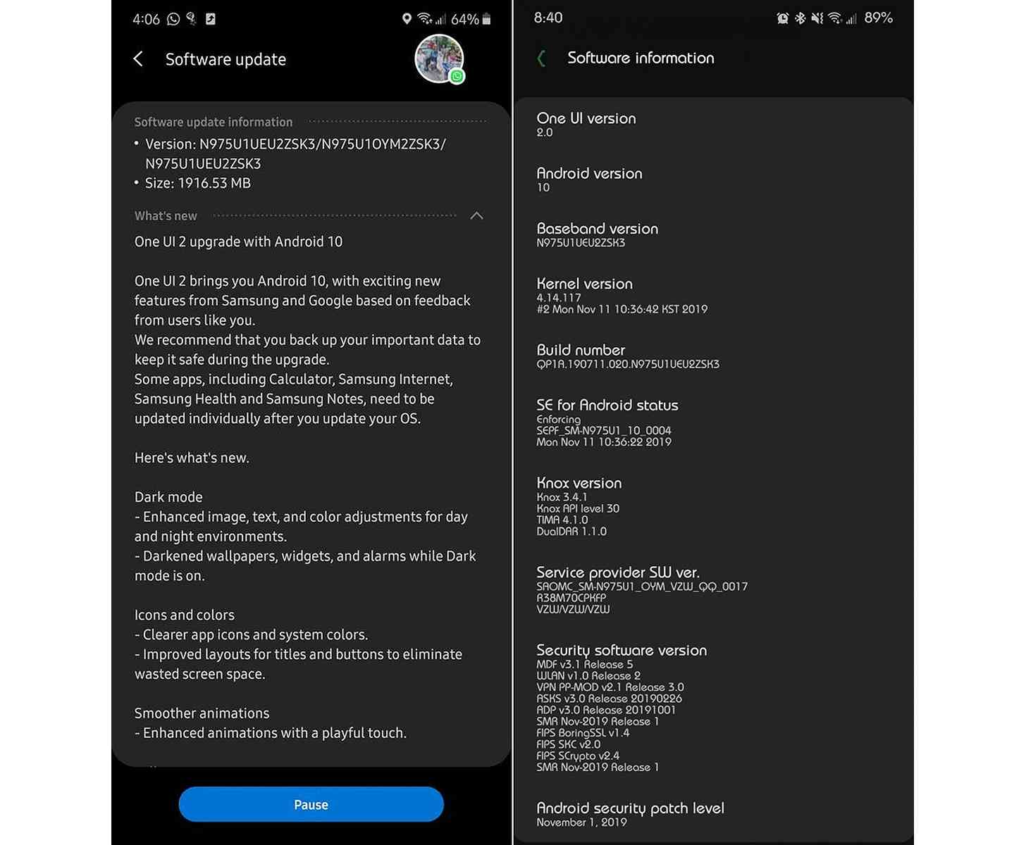 Galaxy Note 10 Android 10 beta