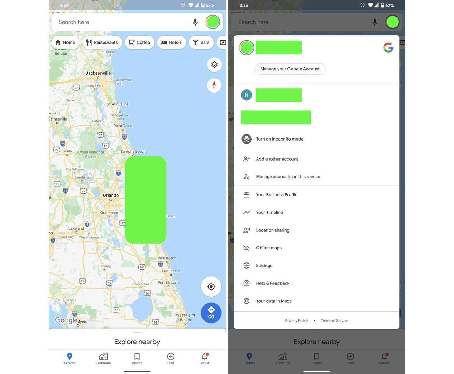 Google Maps redesign 2019