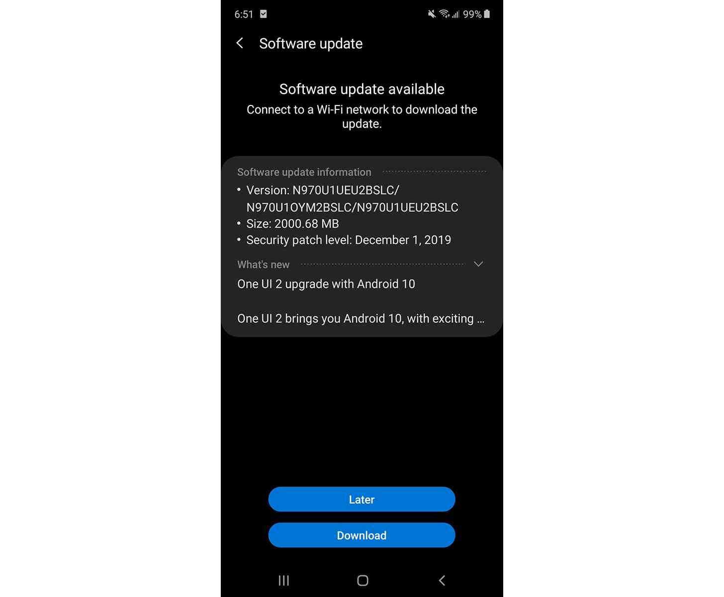 Galaxy Note 10 Android 10 update unlocked