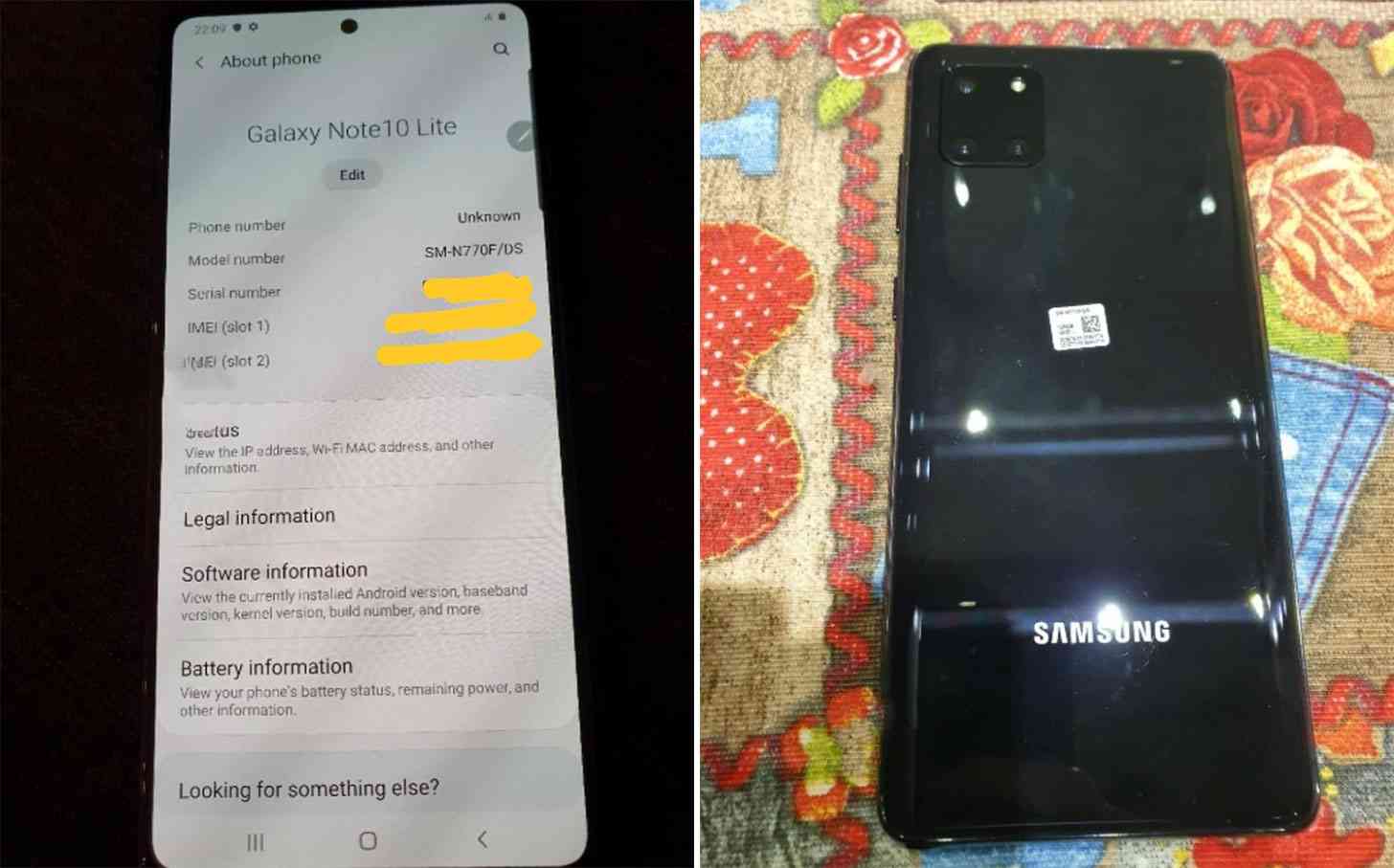 Galaxy Note 10 Lite images leak