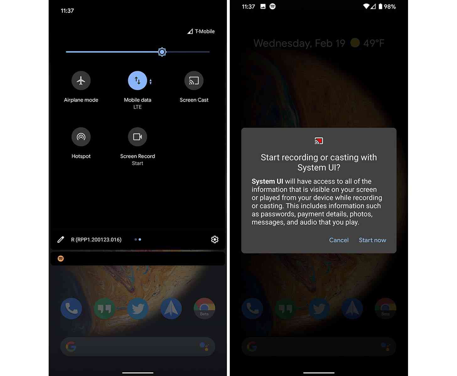 Android 11 native screen recording