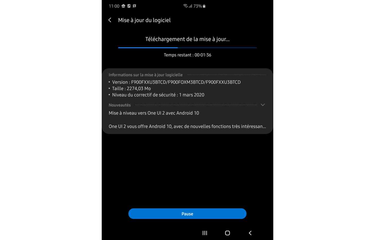 Galaxy Fold Android 10 update