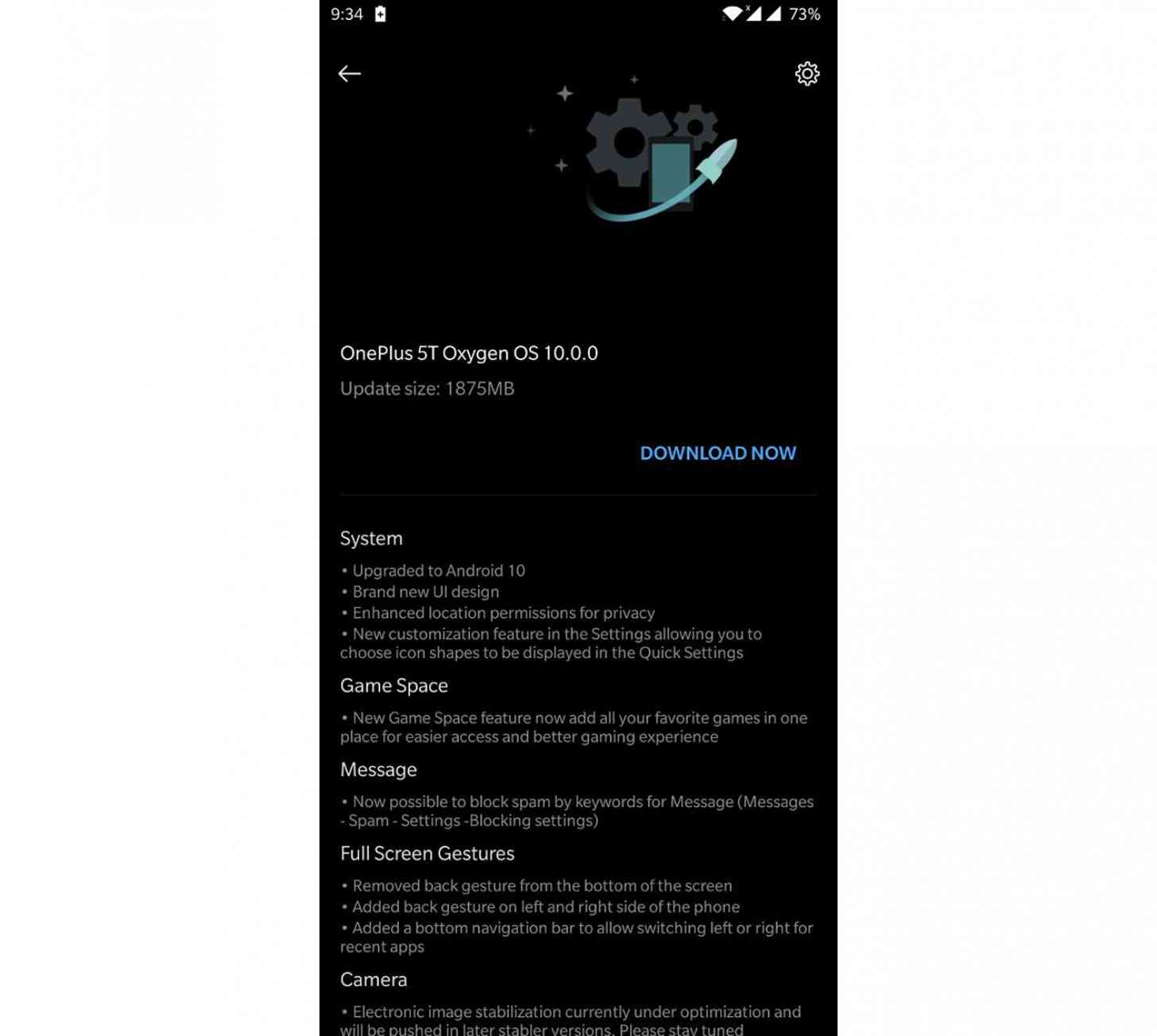OnePlus 5T Android 10 update