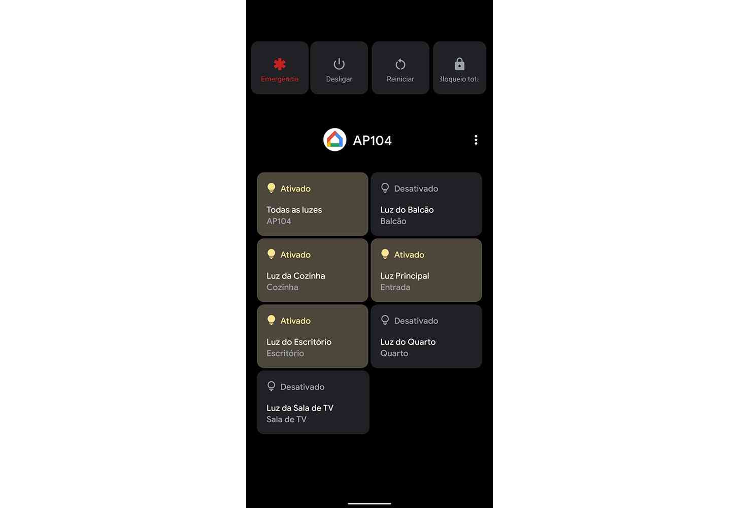 Android 11 power menu smart controls