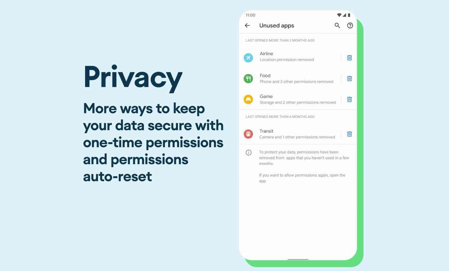Android 11 privacy, one-time permissions