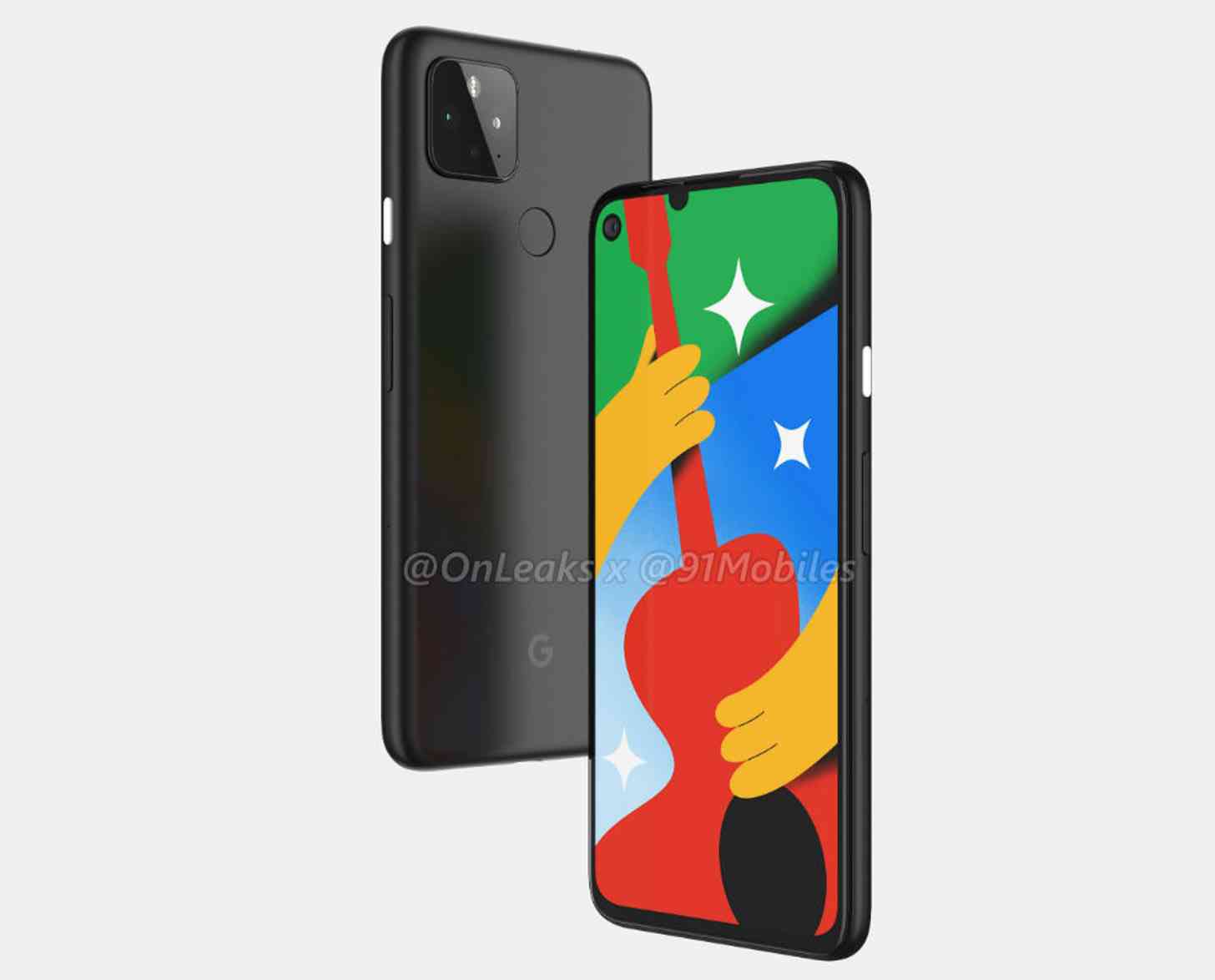 Pixel 4a 5G renders front, back