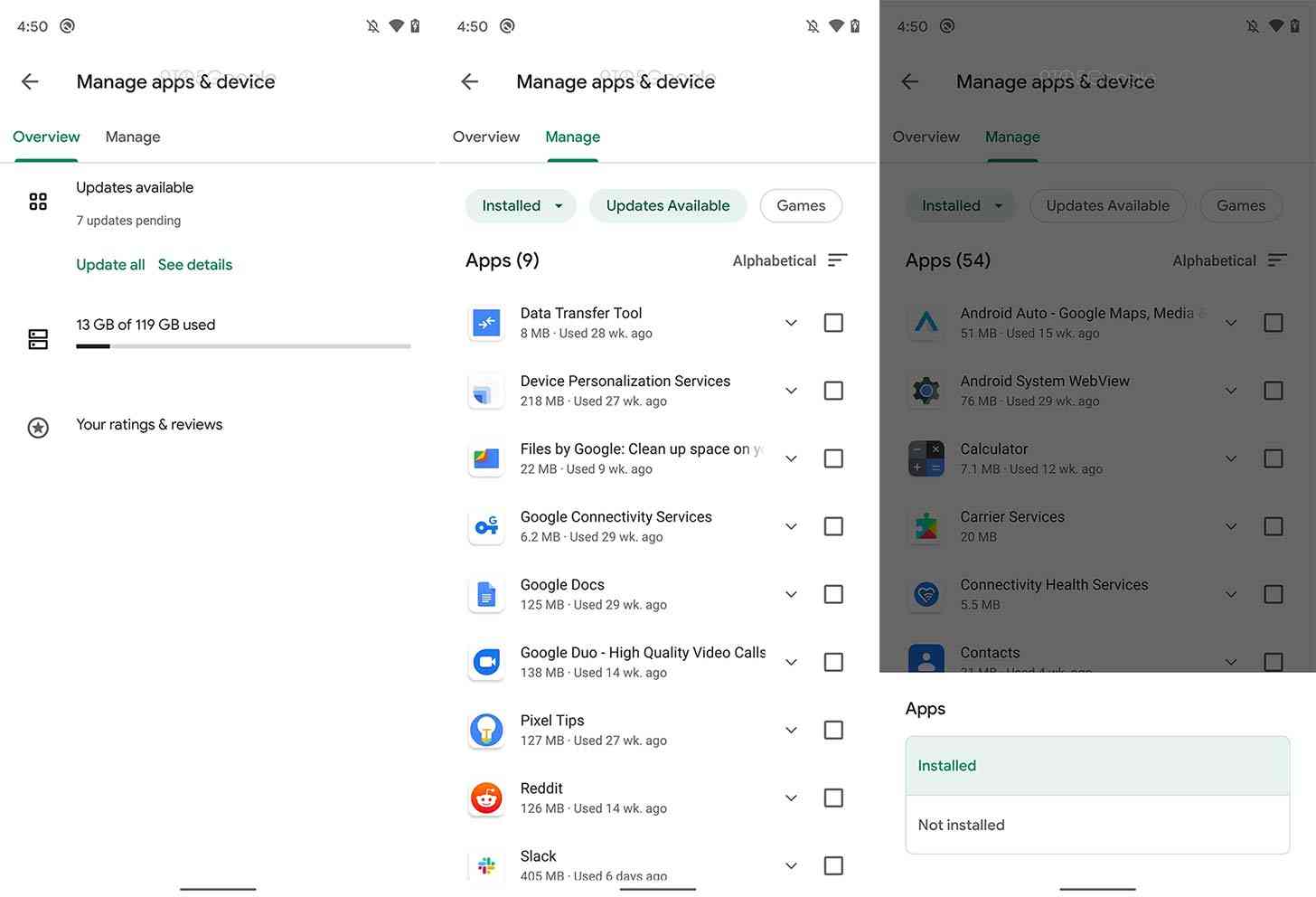 Google Play Store "My apps & games" redesign leak