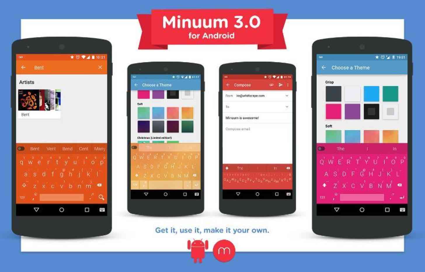 Minuum for Android 5.0 Lollipop update screenshots