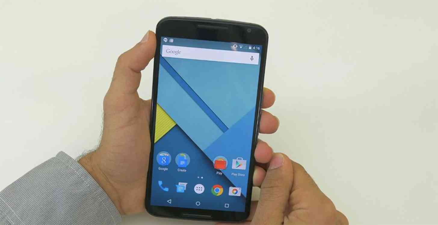 Google Motorola Nexus 6 front in hand