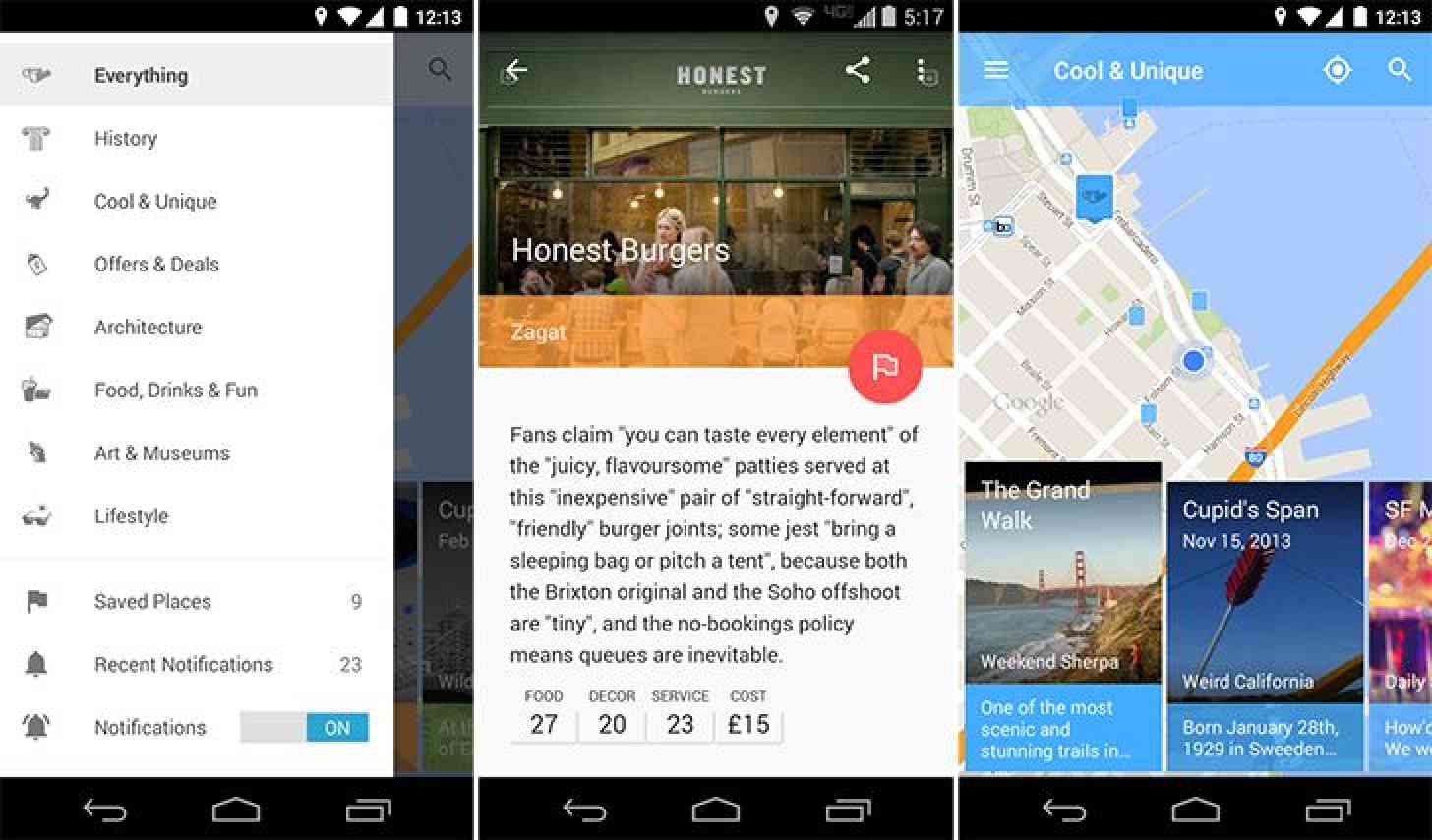 Google Field Trip Android app Material Design