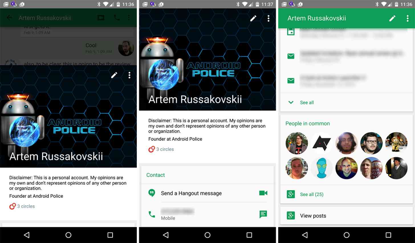 Hangouts for Android version 3.0 update screenshots