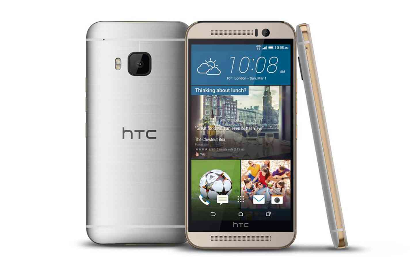 HTC One M9 dual finish silver gold official MWC 2015