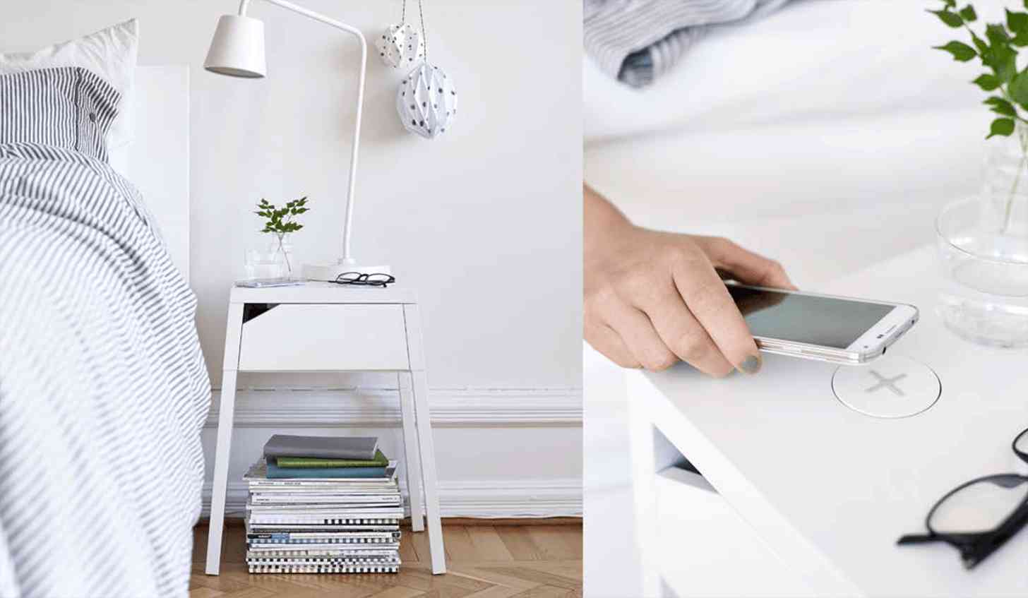 IKEA wireless charging furniture nightstand