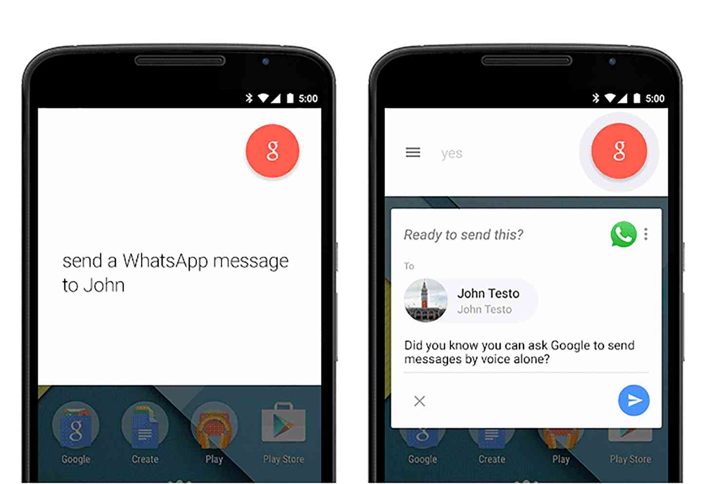 Google Now third-party messaging app integration