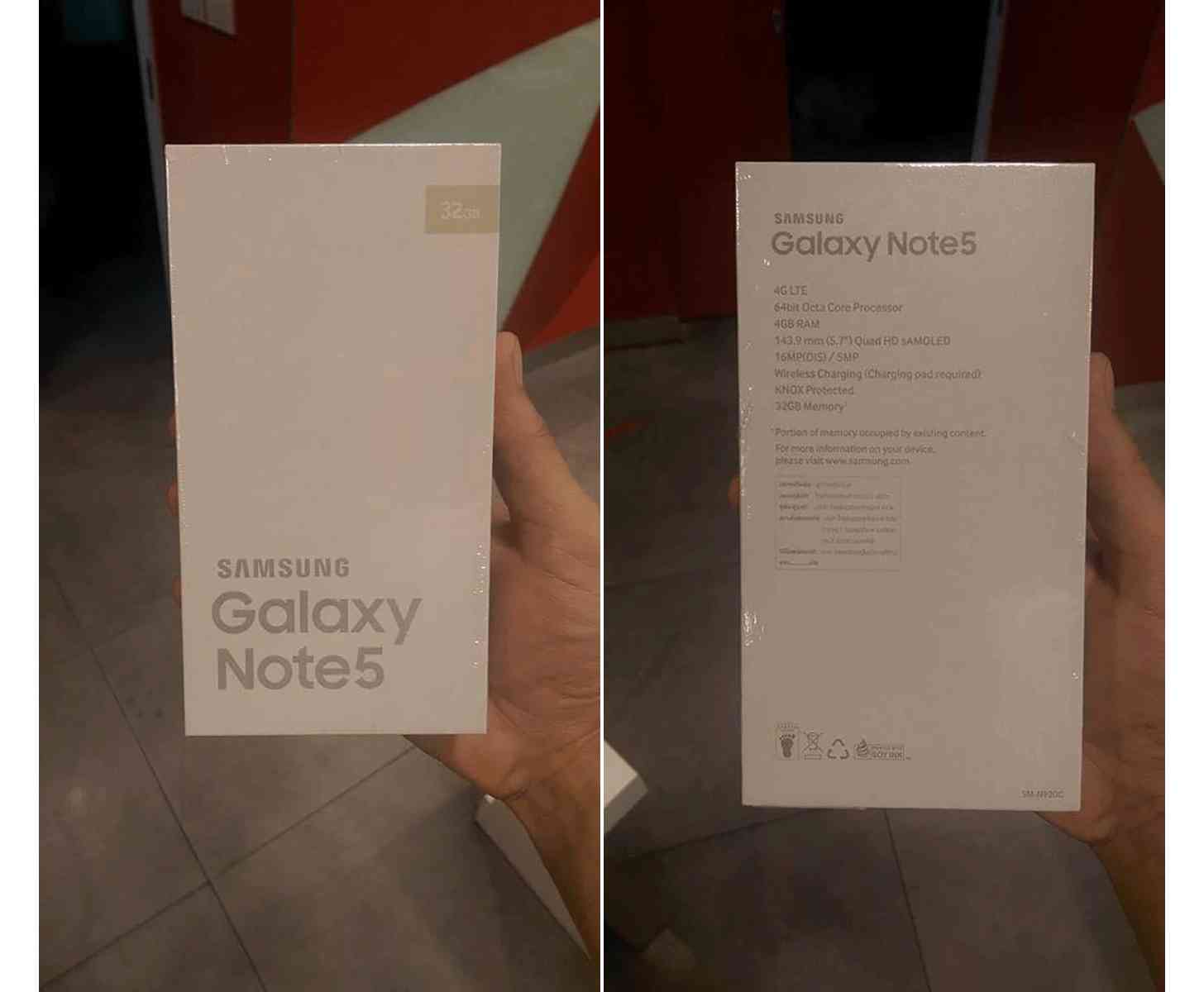 Samsung Galaxy Note 5 retail packaging leak