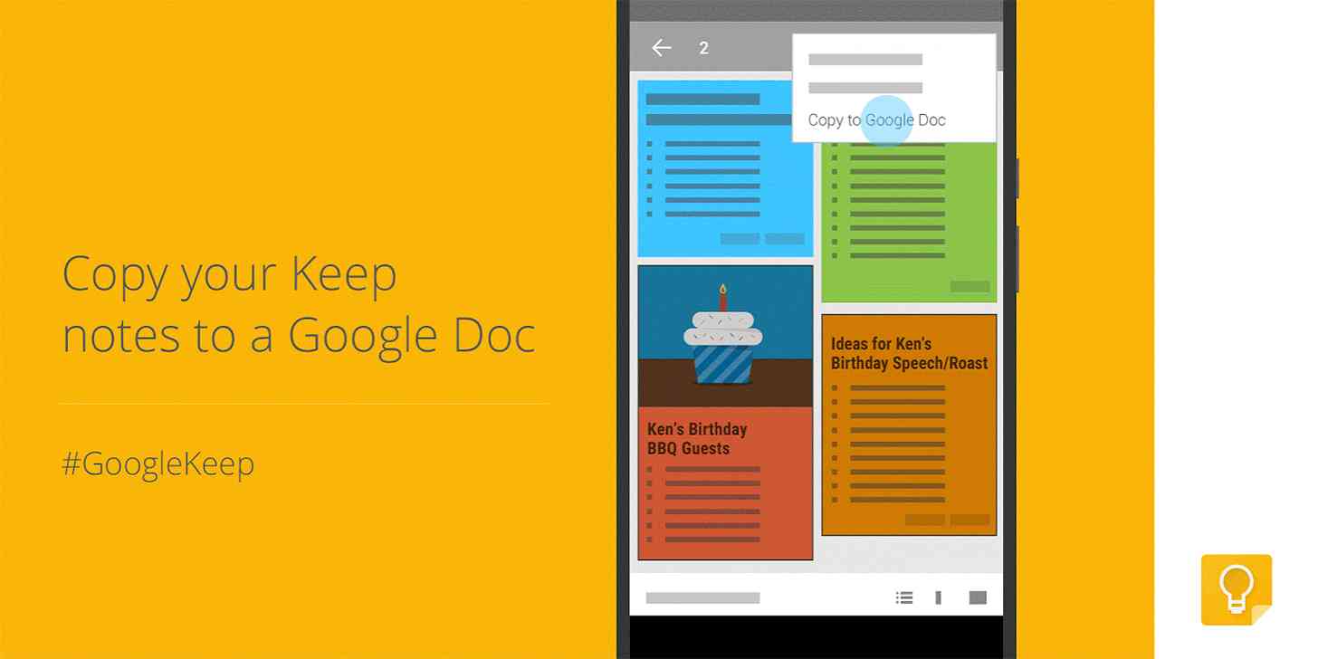 Google Keep copy to Docs