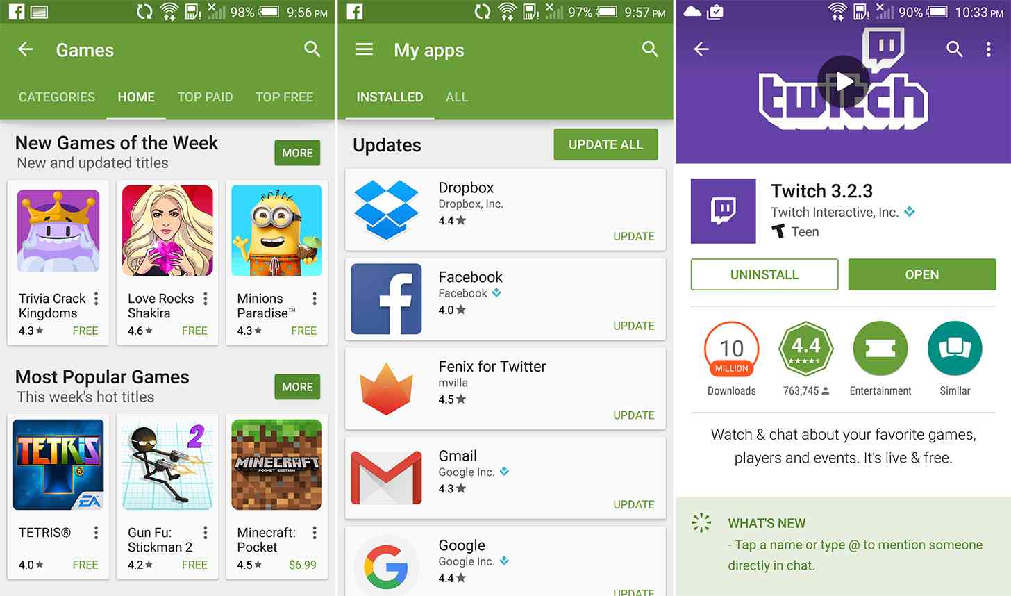 Google Play numerical app ratings Android