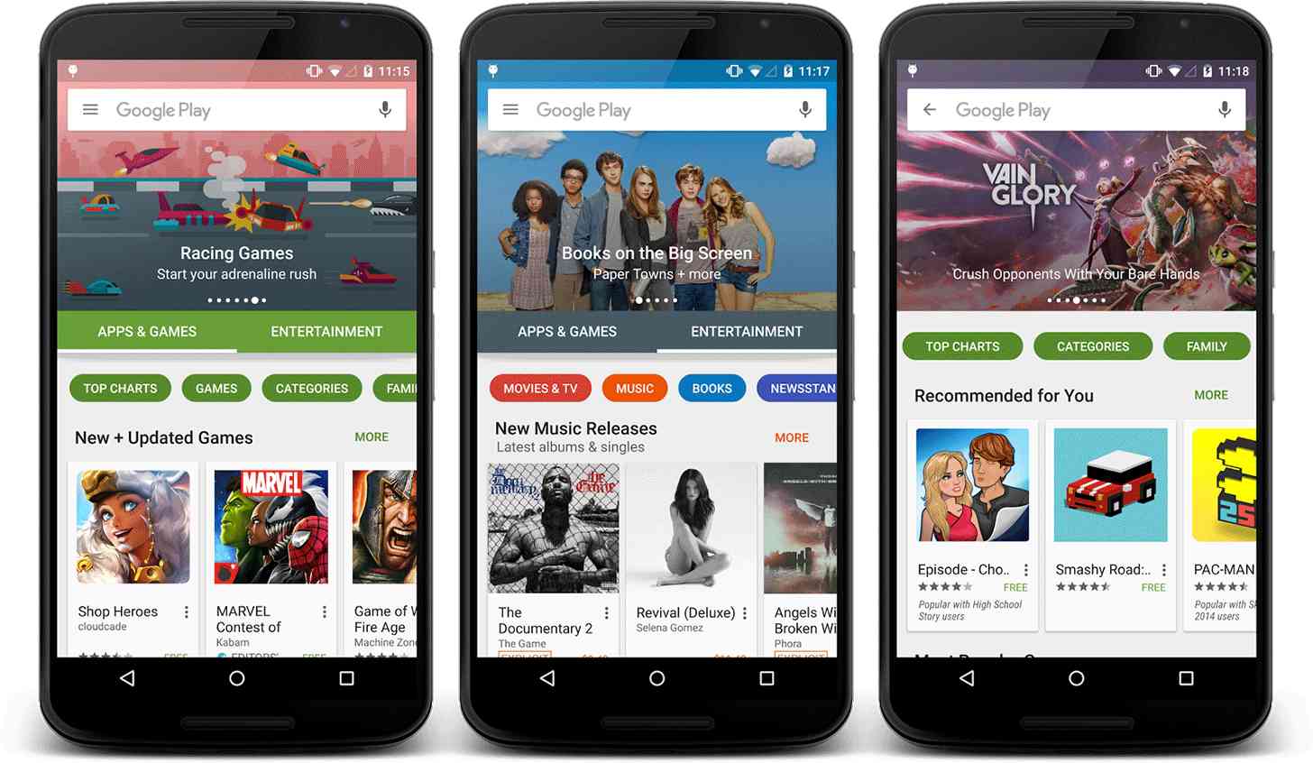 New Google Play Android UI large