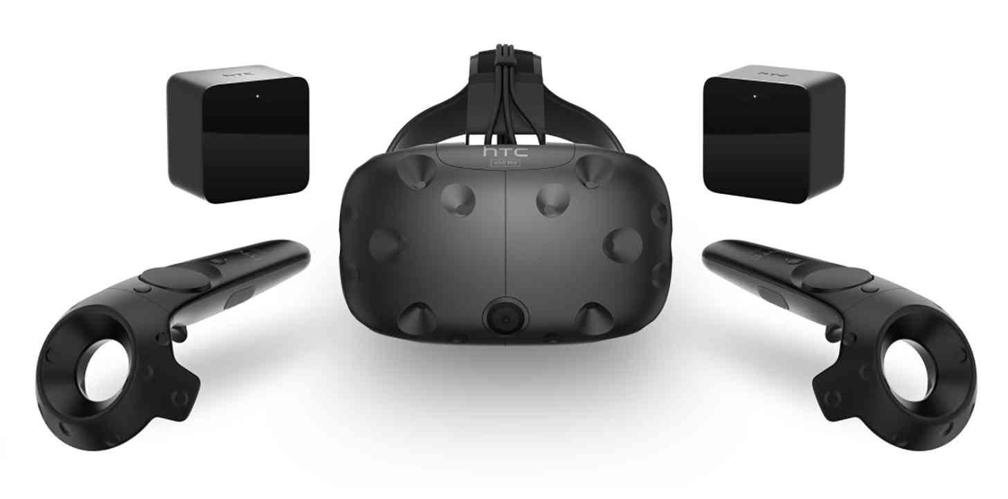 HTC Vive headset, controllers