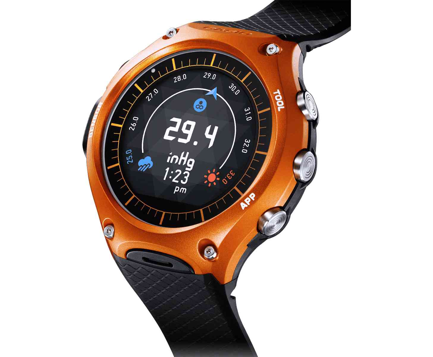 Casio WSD-F10 Android Wear smartwatch large orange