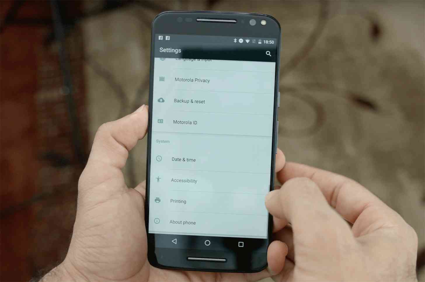 Android Marshmallow Settings app Moto X Pure Edition