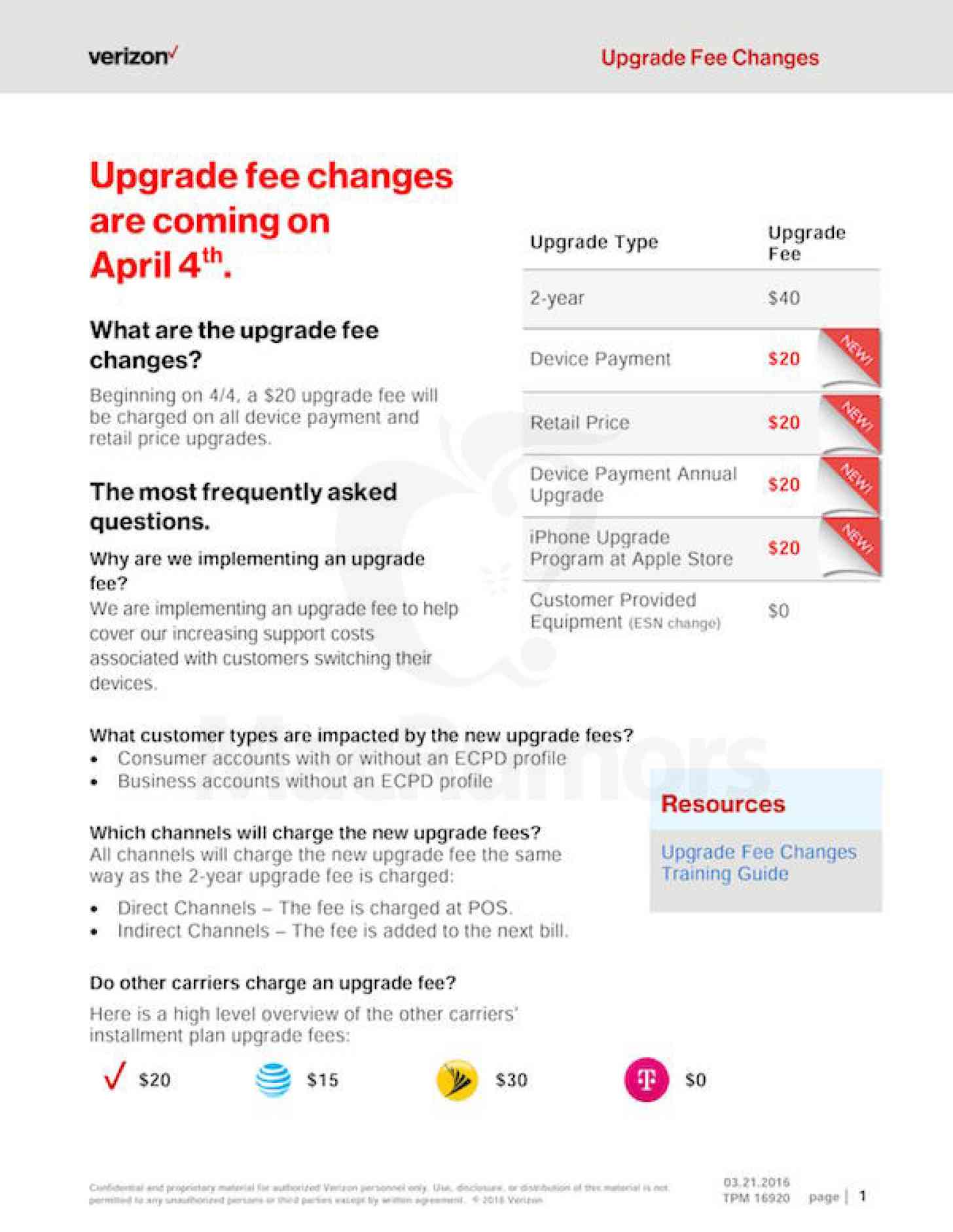 Verizon to Implement $20 Upgrade Fee on New Phone Purchases Starting April 4