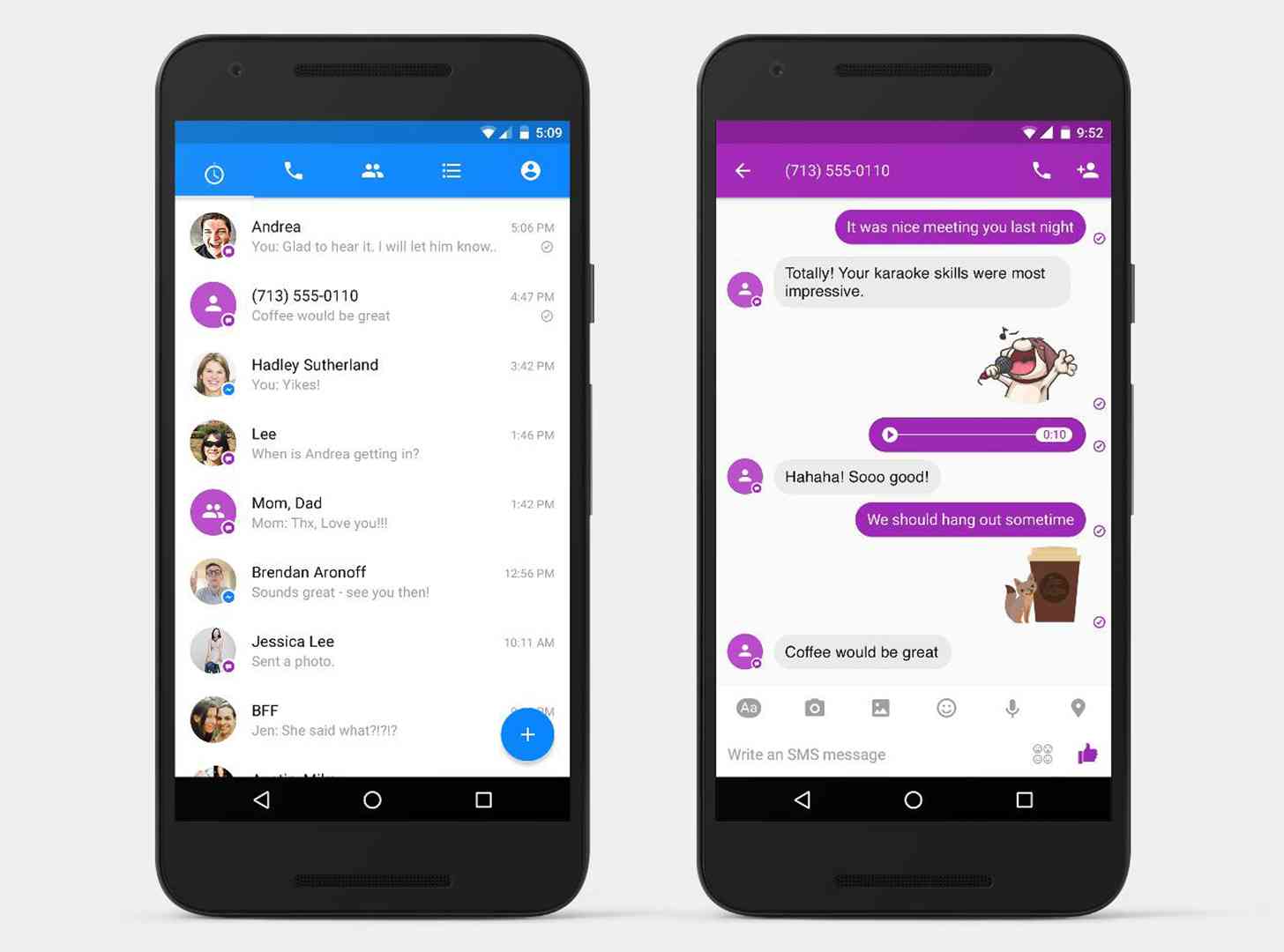 Facebook Messenger Android text messaging SMS