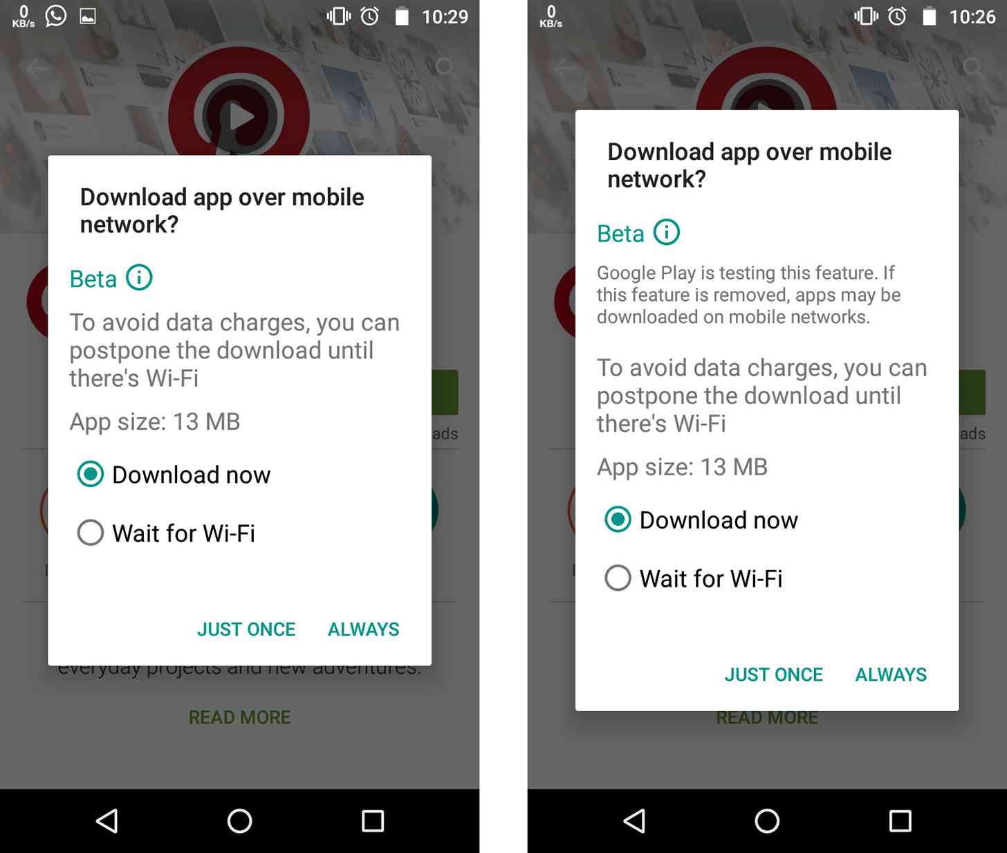 Google Play Store queue downloads for next time you're on Wi-Fi beta