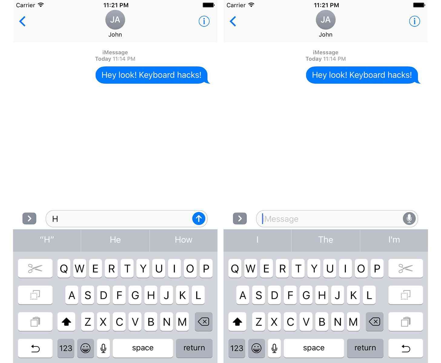 iOS one-handed keyboard mode