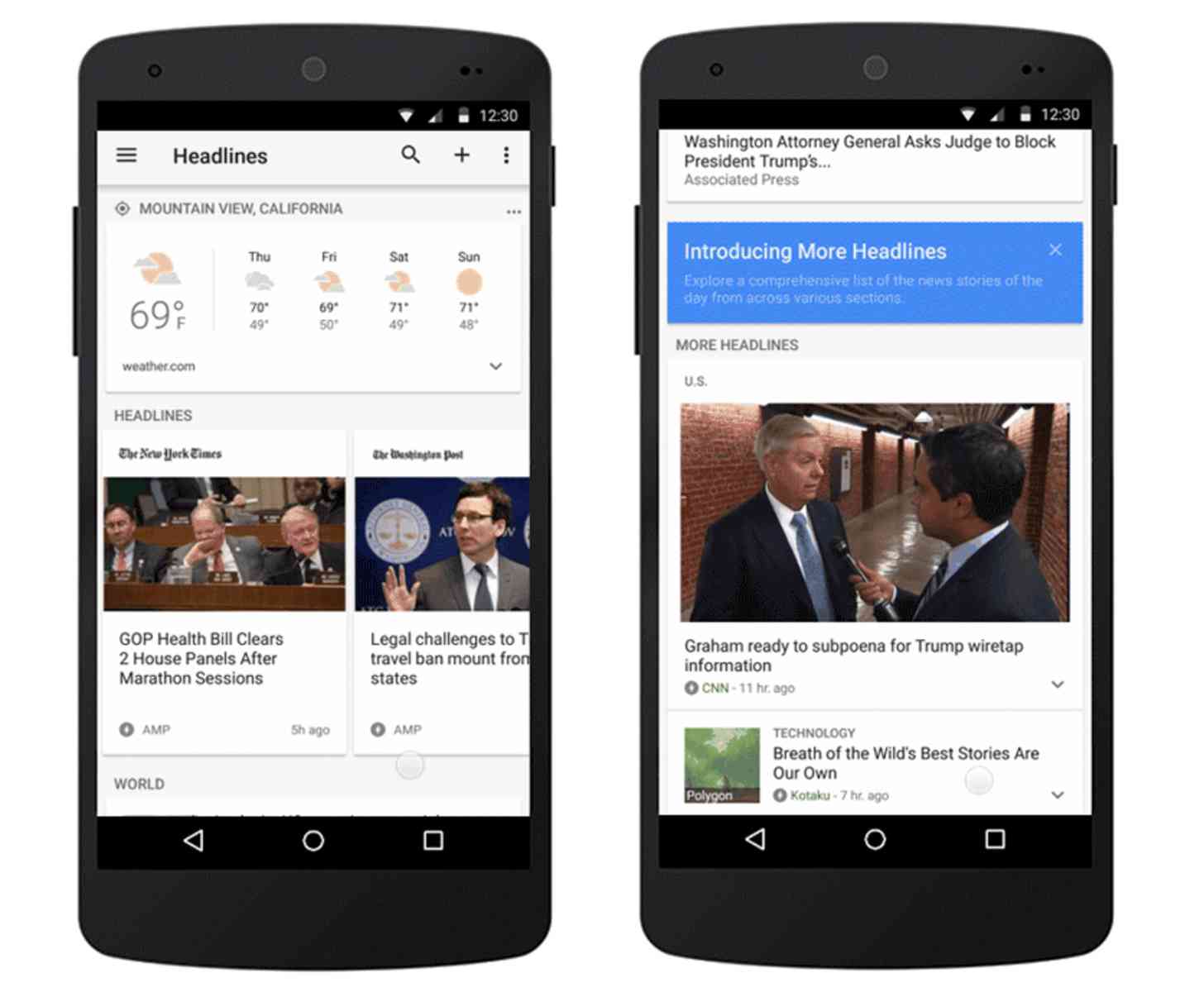 Google News & Weather app more headlines 