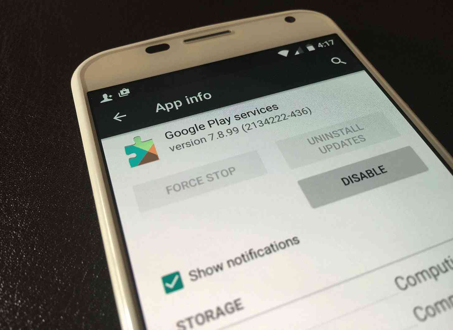 Google Play Services app info
