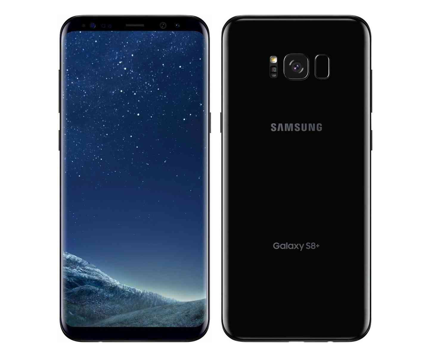 Samsung Galaxy S8+ Midnight Black front back