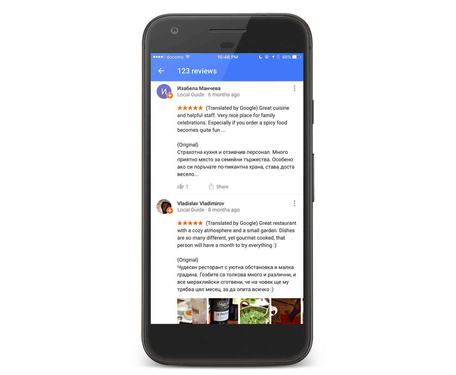 Google reviews automatically translated Maps, Search