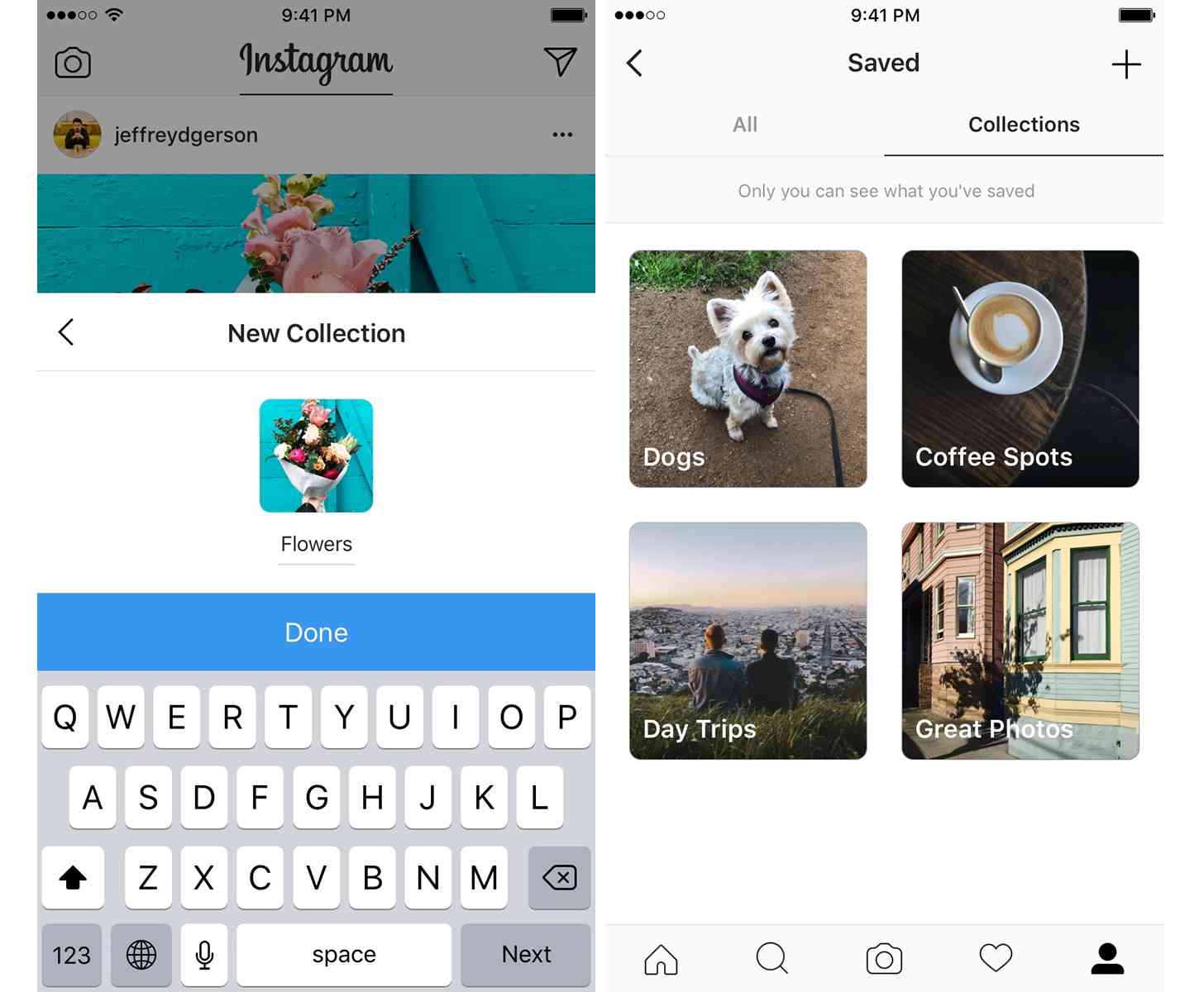 Instagram saved posts collections
