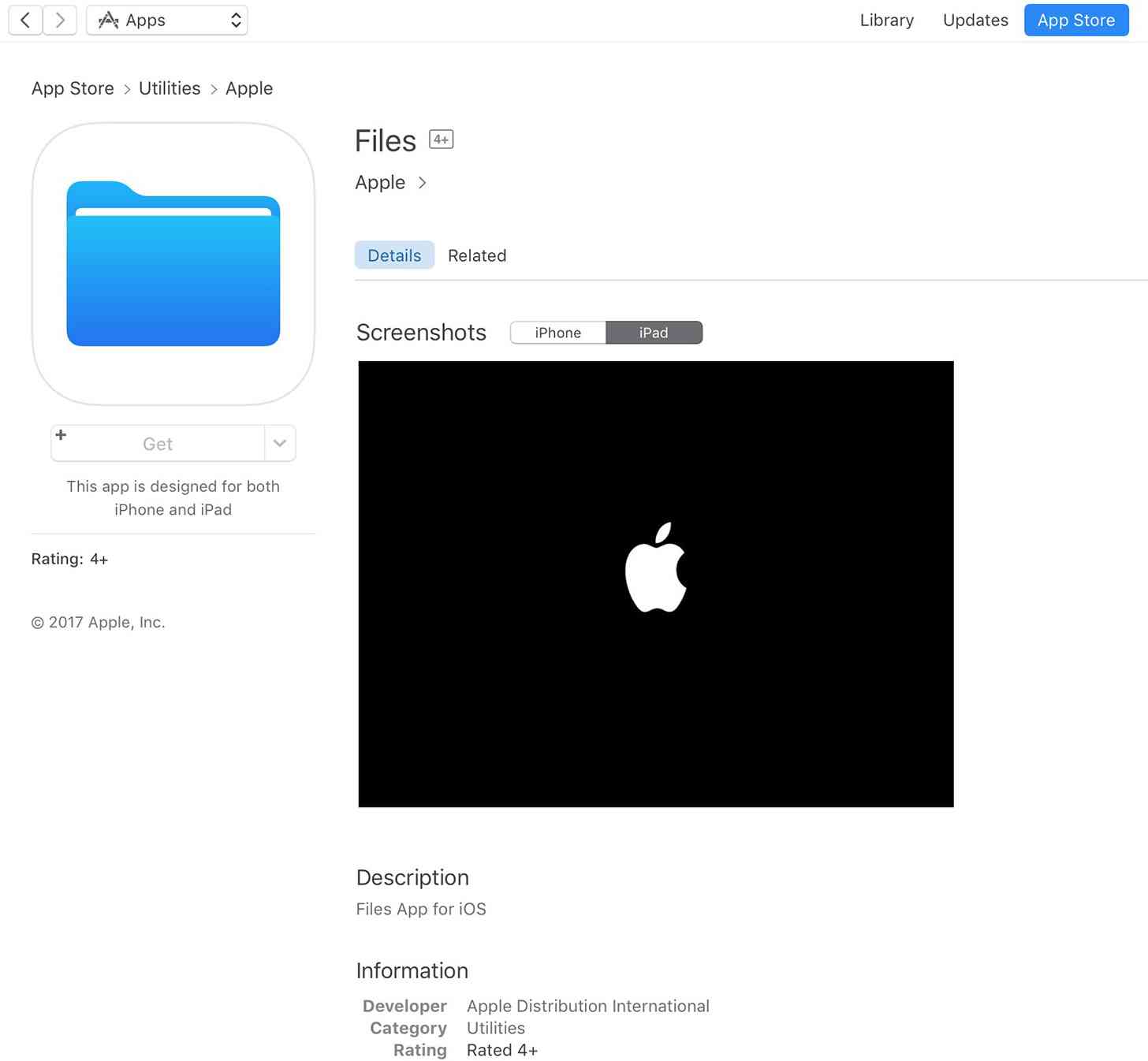 Apple Files app iOS 11 leak