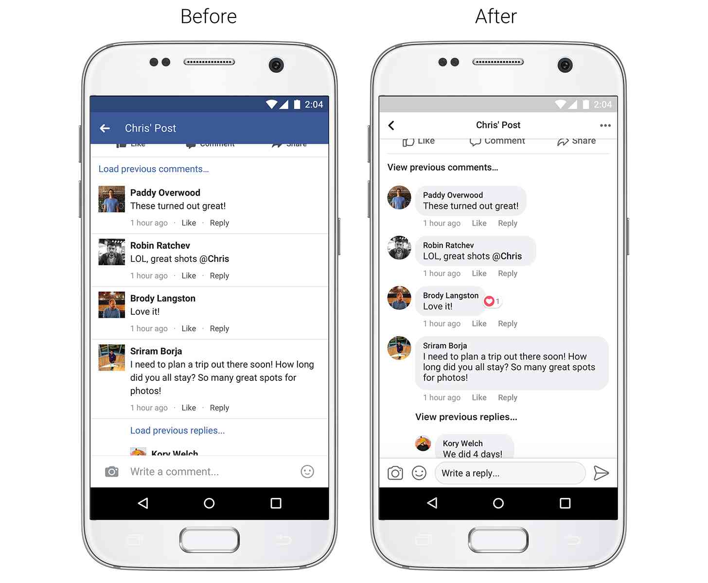 Facebook updated comments