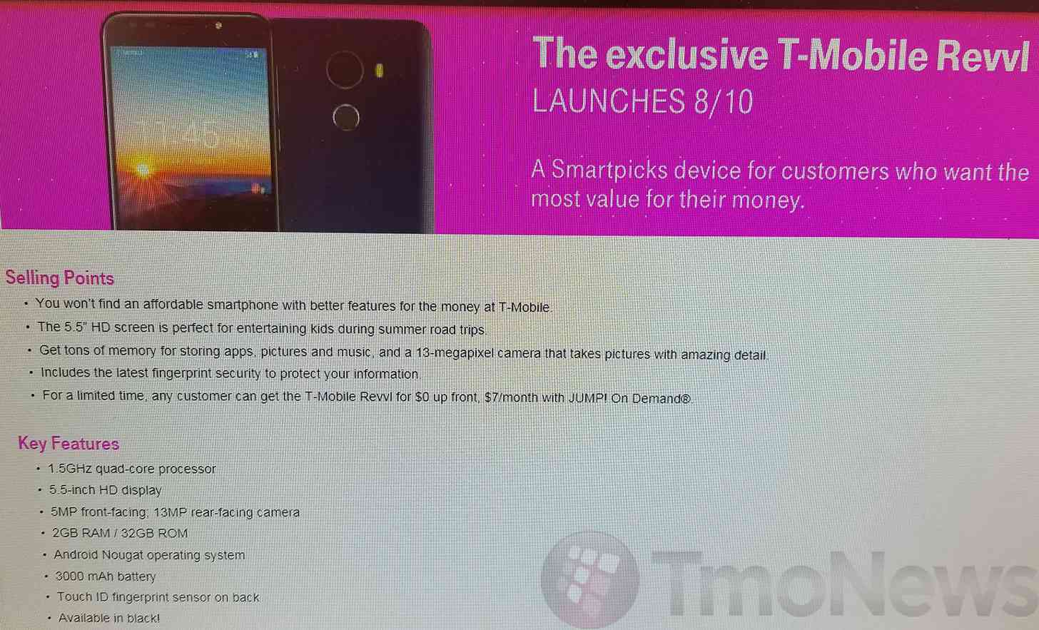 T-Mobile Revvl launch info leak