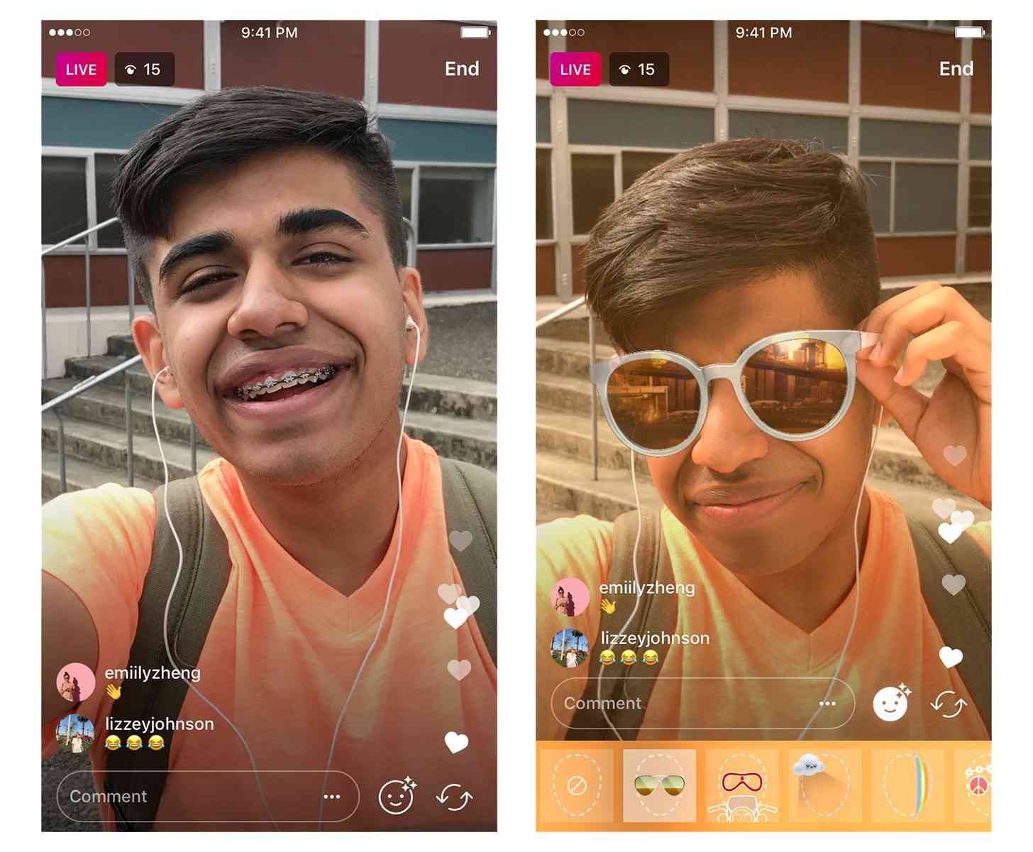 Instagram live video face filters