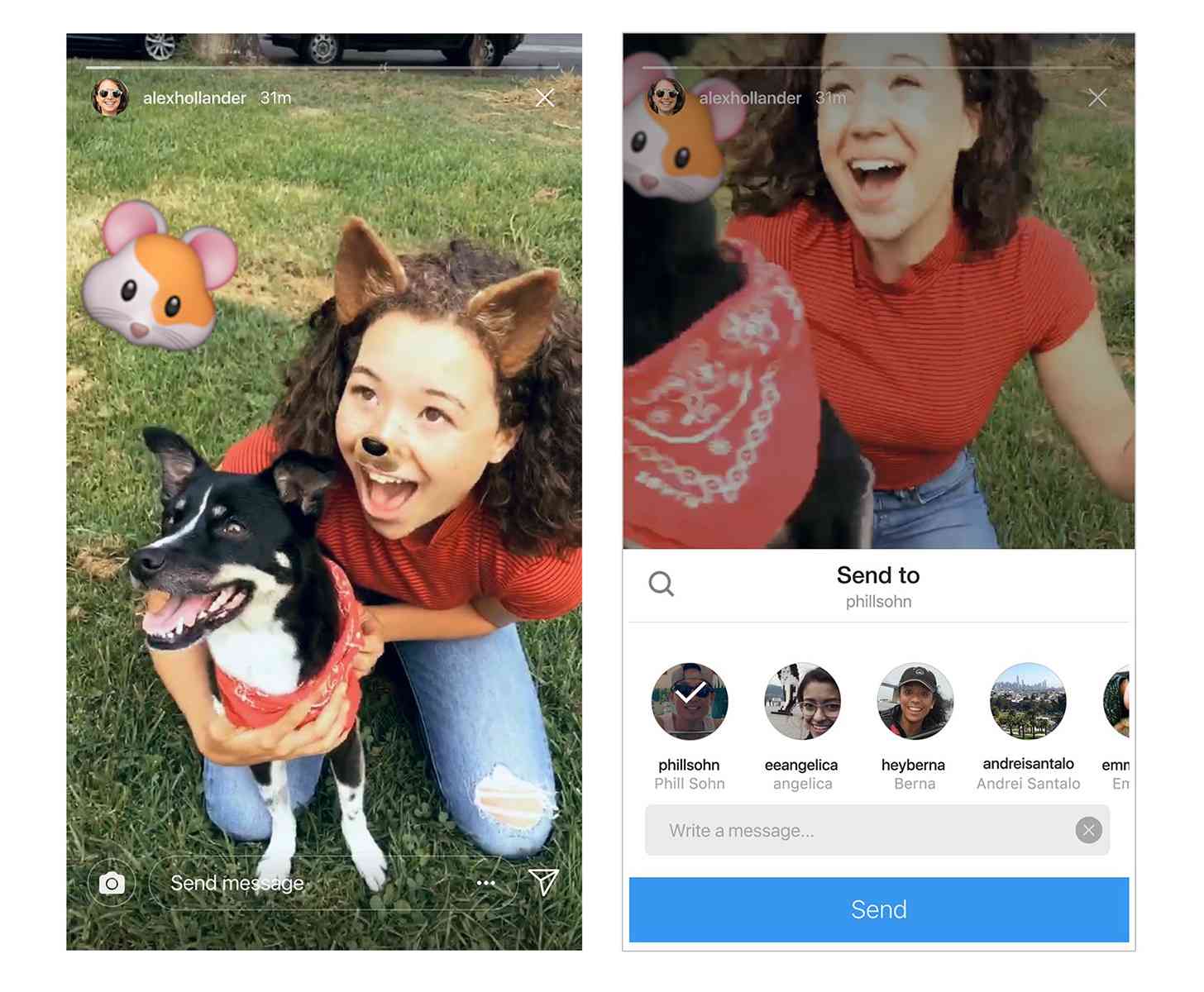 Instagram Stories share in Direct